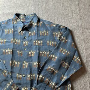 Volador UOMO Mens Button Up Blue Shirt Dogs Stockings Christmas Size Large